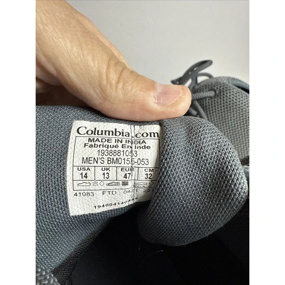 Columbia men's tech light blue gray hiking‎ Shoe Boot Waterproof Size 14
